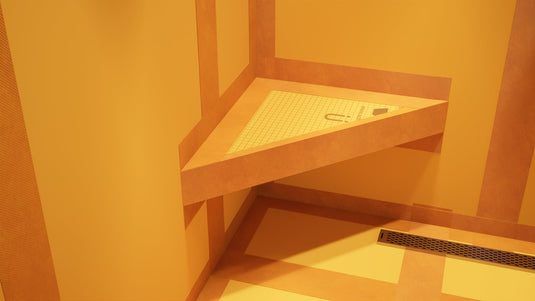 The Original Floating Corner Shower Bench Kit® with Orange XPS Foam Board by Original Granite Bracket™
