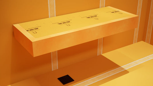 The Original Floating Shower Bench Kit­® with Orange XPS Foam Board & Original Shower Bench Bracket™