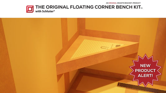The Original Floating Corner Shower Bench Kit® with Orange XPS Foam Board by Original Granite Bracket™