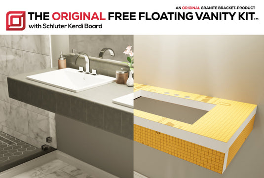 The Original Free Floating Vanity Kit with Orange XPS Foam Board & The Original Floating Vanity Bracket®